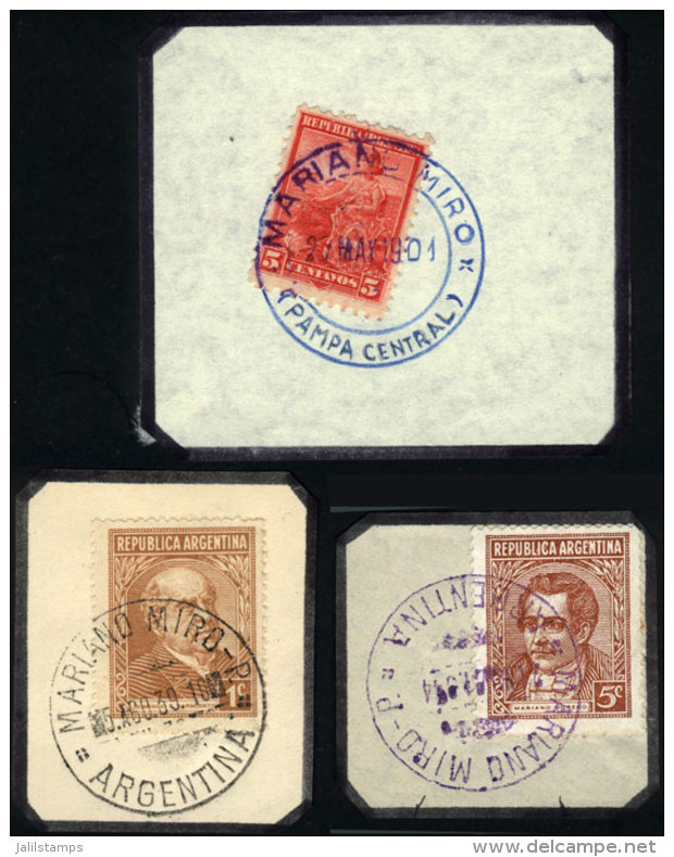GJ.222 + 737 + 800, Some On Fragment, With Cancels Of MARIANO MIRÓ (La Pampa), In 3 Different Colors, VF! - Autres & Non Classés