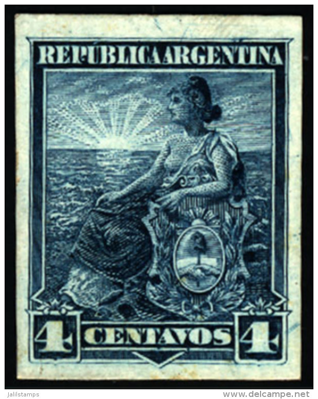 GJ.221, 4c Seated Liberty, PROOF On Glazed Card, In Blue (1958 Kneitschel, Volume II, Page 696), VF! - Autres & Non Classés