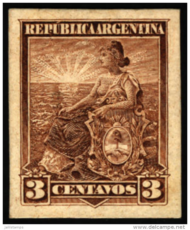 GJ.220, 3c Seated Liberty, PROOF On Glazed Card, In Brown (1958 Kneitschel, Volume II, Page 696), VF! - Autres & Non Classés