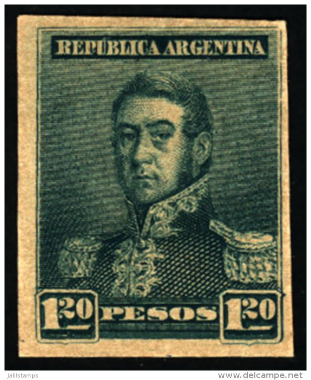 GJ.187, $1.20 San Martín, PROOF Printed On Card In Green (1958 Kneitschel, Volume II, Page 694), VF! - Andere & Zonder Classificatie