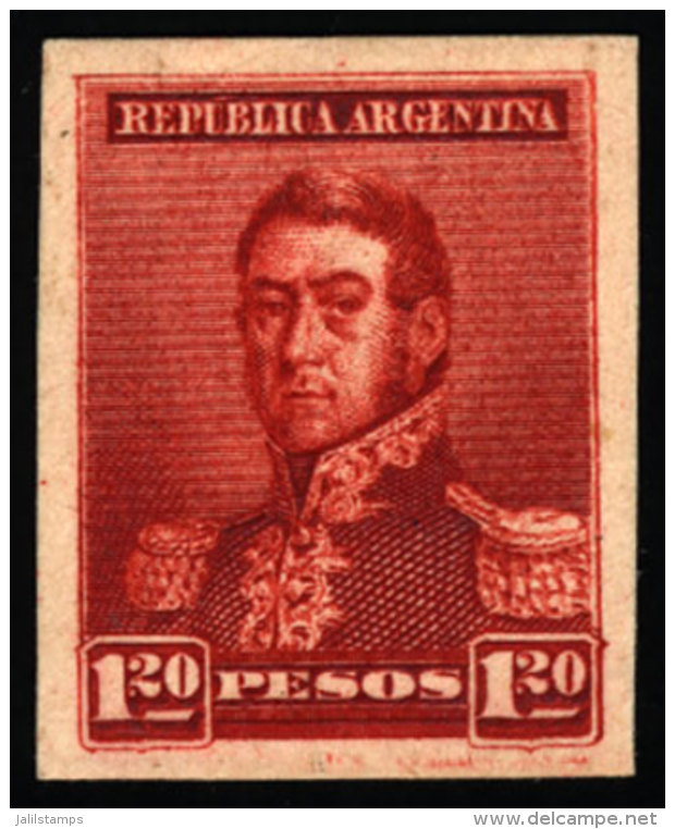 GJ.187, $1.20 San Martín, PROOF Printed On Card In Red (1958 Kneitschel, Volume II, Page 694), VF! - Andere & Zonder Classificatie