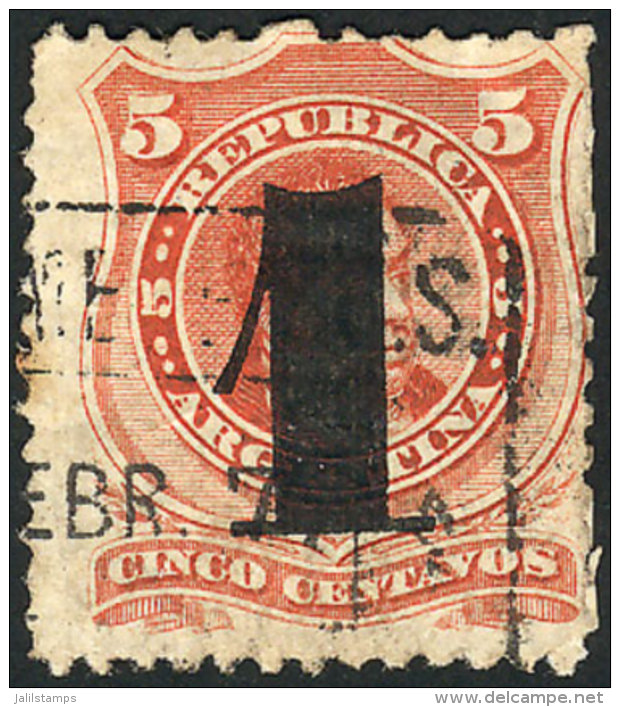 GJ.45, 1c On 5c., Used In FEB/1877, Very Fine! - Andere & Zonder Classificatie