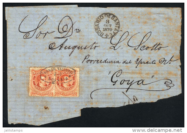 GJ.38 X2, On Large Fragment, With Cancels Of ROSARIO In Ellipse + Datestamp With Maltese Cross For 3/OC/1870, VF! - Andere & Zonder Classificatie