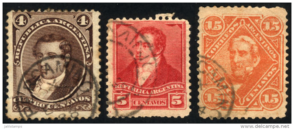 GJ.36 + 88 + 156, With Cancels Of PERGAMINO (Buenos Aires), One With Defects - Autres & Non Classés
