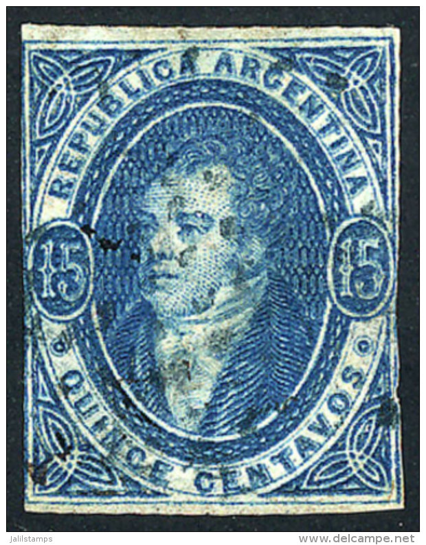 GJ.24, 15c. Semi-clear Impression, Dotted Cancel, Trimmed With Scissors, Thins On Back, Low Start! - Gebruikt