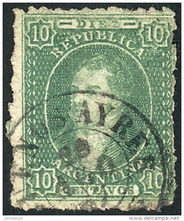 GJ.23, 10c. Semi-clear Impression, Used In Buenos Aires On 29/AU, An Example With Interesting Printing Flaws At... - Gebruikt