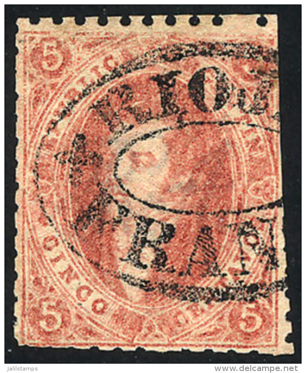 GJ.19, 5c 1st Or 2nd Printing, With RIOJA - FRANCA Cancel In Double Ellipse (+300%), VF Quality! - Used Stamps