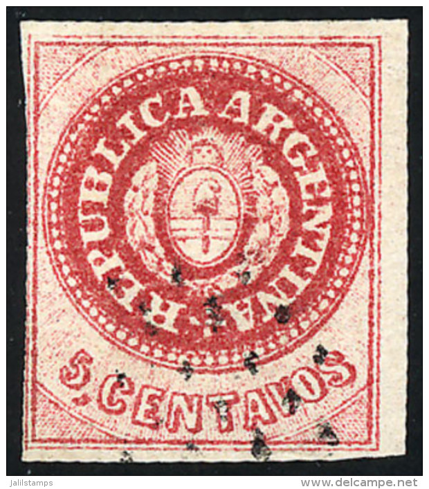 GJ.12, 5c. Carmine Rose, No Accent, Semi-worn Plate, VF Quality! - Oblitérés