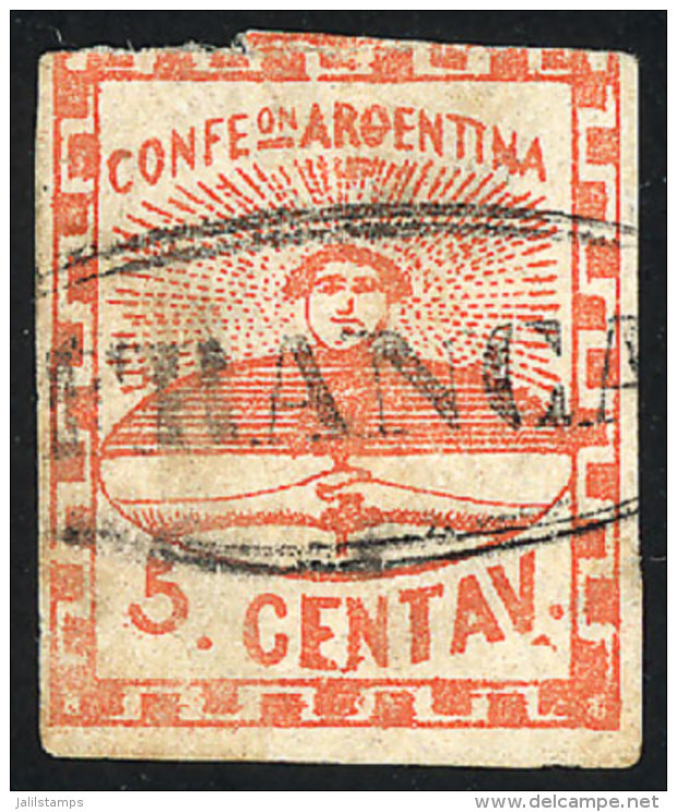 GJ.1e, 5c Small Figures, With DOUBLE Period After "CENTAV..", Black FRANCA Cancel Of San Luis In Double Ellipse... - Gebruikt