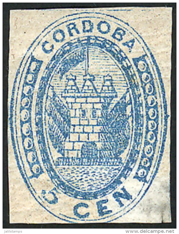 GJ.1, 5c Light Blue, Original Gum Without Hinge Traces, Small Thin And Crease In One Corner, Catalog Value US$150,... - Cordoba (1858-1860)