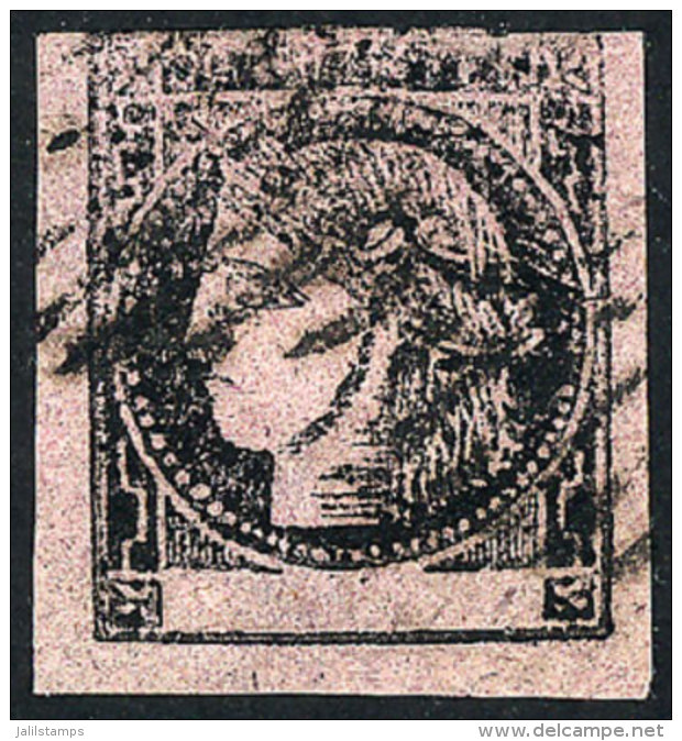 GJ.14, 3c Light Lilac, Type 3, With 9-bar Cancel Of Corrientes Applied Twice, 3 Very Wide Margins, Catalog Value... - Corrientes (1856-1880)