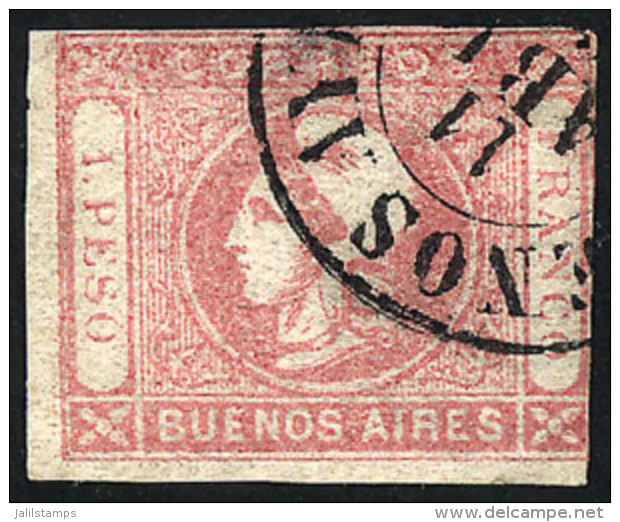 GJ.21, 1P. Pale Rose, Used In Buenos Aires, Minor Defect. - Buenos Aires (1858-1864)