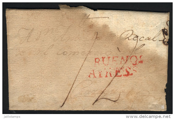 Entire Letter Sent From Buenos Aires To Paraguay On 19/FE/1810, With "BUENOS AIRES" Mark In Red And "12" Rating In... - Autres & Non Classés