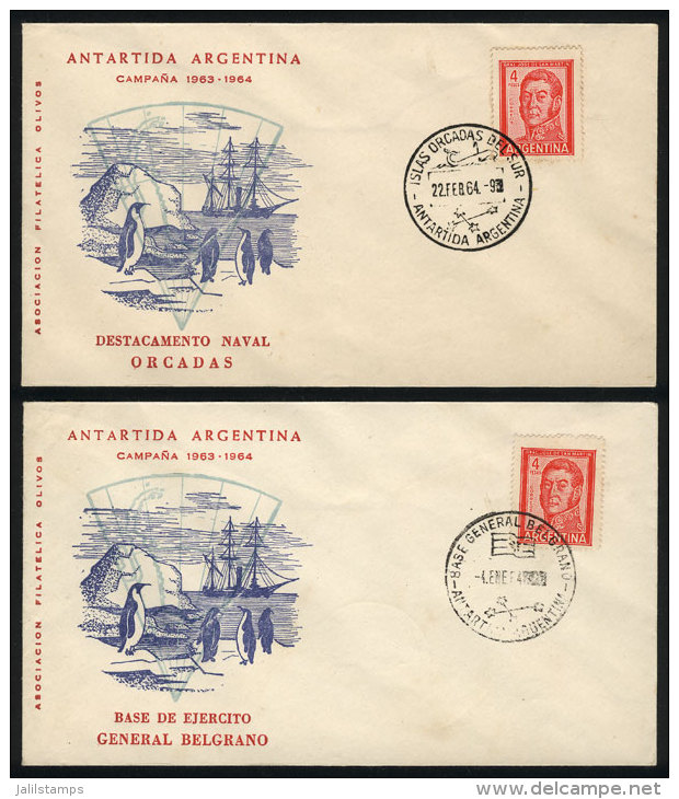 1963/64 Antarctic Campaign, Cover With Postmarks Of Gral Belgrano Base And Orkney Islands, VF! - Other & Unclassified