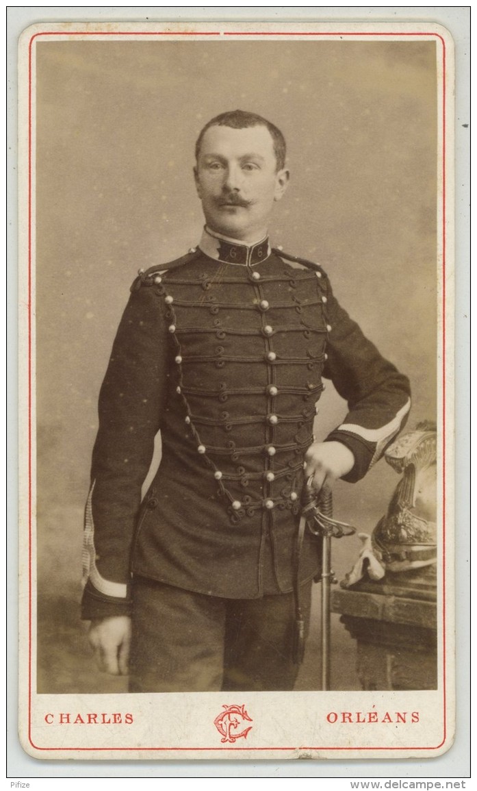 CDV Militaire 1880-90 Charles à Orléans. Cuirassier ? Dragon ? 6 Sur Le Col. - Ancianas (antes De 1900)