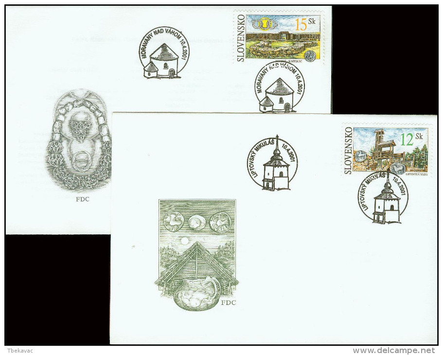 Slovakia 2001, FDC Covers Archaeological Sites Mi.# 391-392, Ref.bbzg - FDC