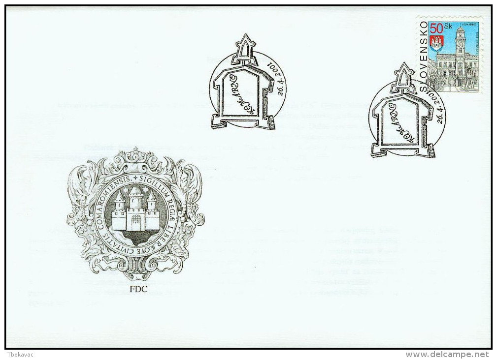 Slovakia 2001, FDC Cover Old Town Komarno Mi.# 393, Ref.bbzg - FDC