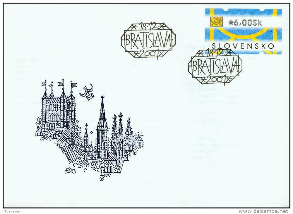 Slovakia 2001, FDC Cover ATM Stamp Mi.# 1, Ref.bbzg - FDC