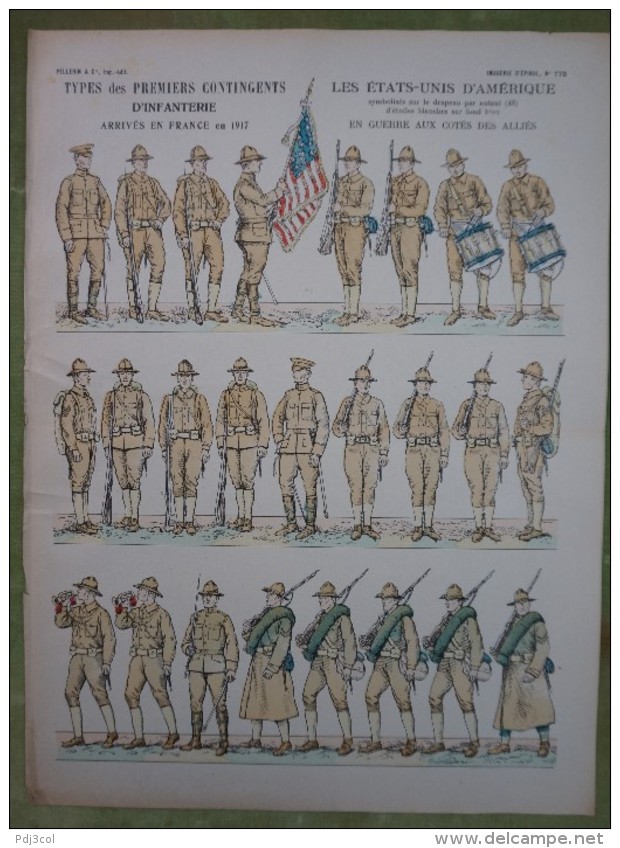 Imagerie D'Epinal - ETATS-UNIS D'AMERIQUE Contingents Infanterie - Planche D'uniforme Par Pellerin & Cie à Epinal N°770 - Prints & Engravings