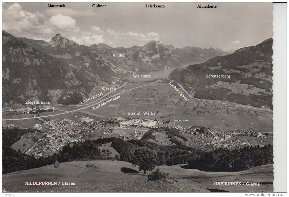 Niederurnen - Oberurnen Mit Eternit-Werke,   (Glarus)  Linth- Und Escher-Kanal    Um 1965 - Oberurnen