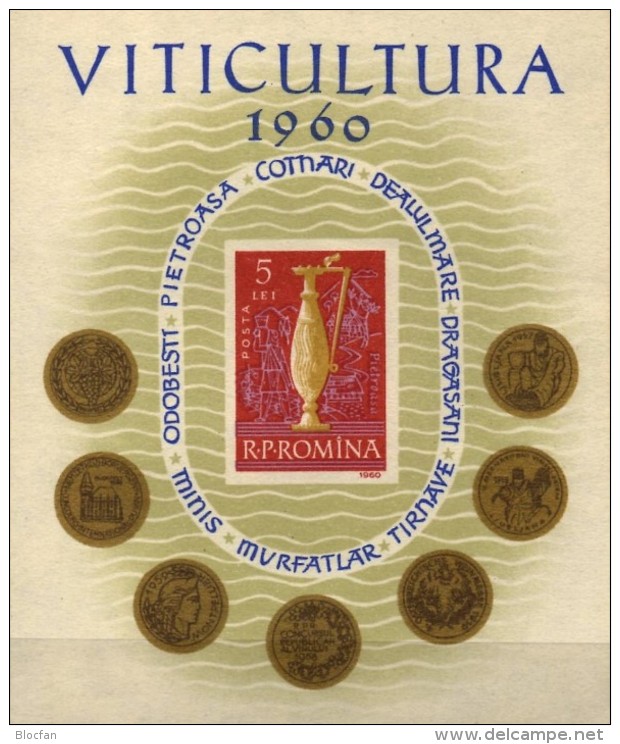 Weine 1960 Rumänien Block 48 ** 6€ Winzer-Kanne Wein Pietroasa Gold-Schatz Bloque Hojita Hb Bloc Ms Art Sheet Bf ROMANIA - Wines & Alcohols