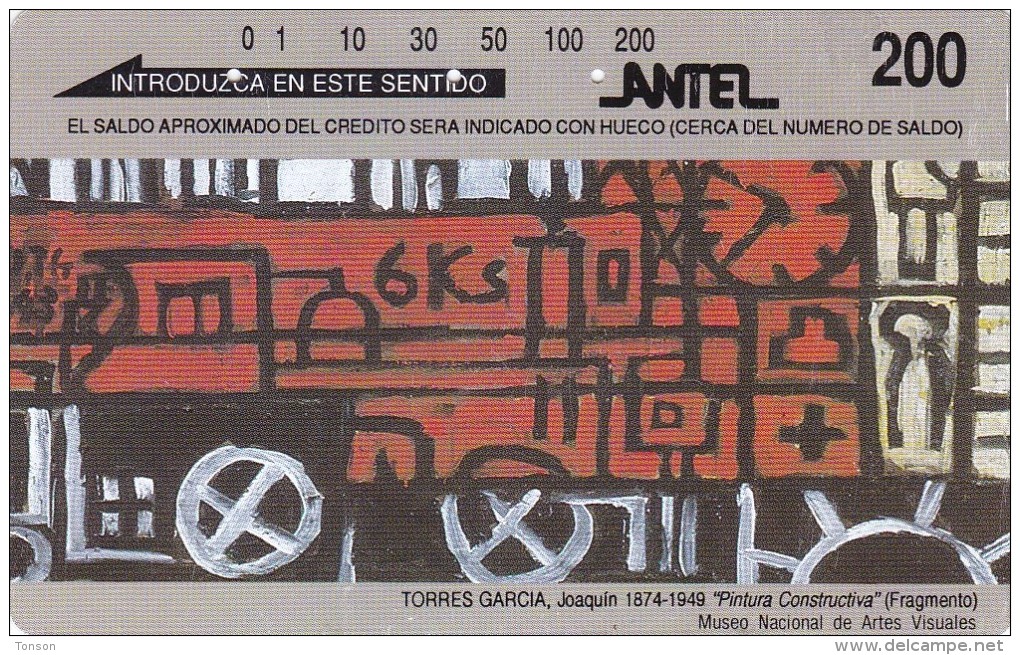 Uruguay, TM 19, 200 Units, Pintores Uruguayos: Torres García, 2 Scans. - Uruguay