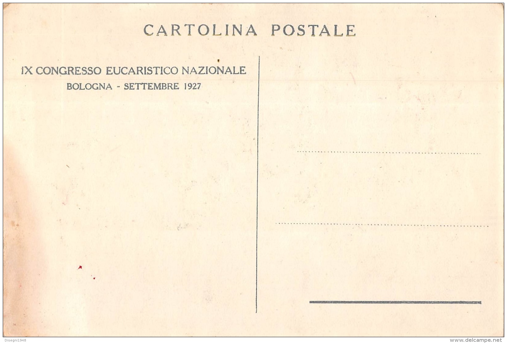 05722 "BOLOGNA - CONGRESSO EUCARISTICO - SETTEMBRE 1927" CARTOLINA ILLUSTR. ORIG., NON SPEDITA - Altri & Non Classificati