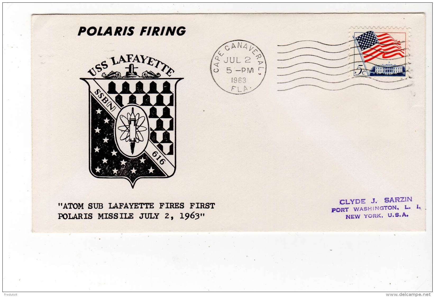 SPACE - 2/07/1963 - U.S.S. LAFAYETTE - POLARIS FIRING - Etats-Unis