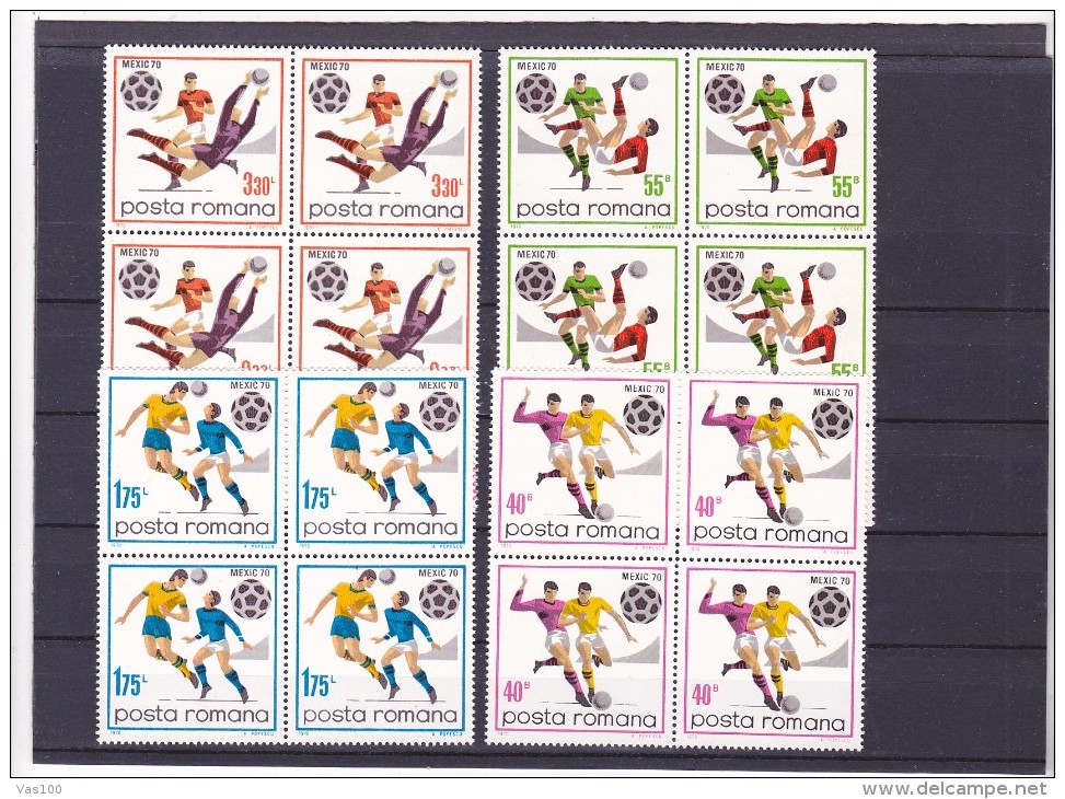 Romania 1970 Mexic World Cup,Football,soccer,MNH ** IN BLOCK OF FOUR! - 1970 – Mexico