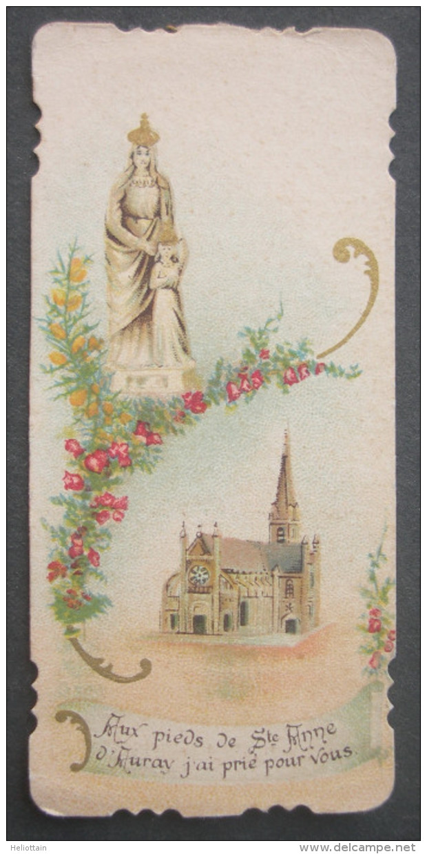 IMAGE PIEUSE (chromo Bonamy Vers 1910) : AUX PIEDS DE SAINTE ANNE D´AURAY J´AI PRIE POUR VOUS / HOLY CARD / SANTINO - Images Religieuses