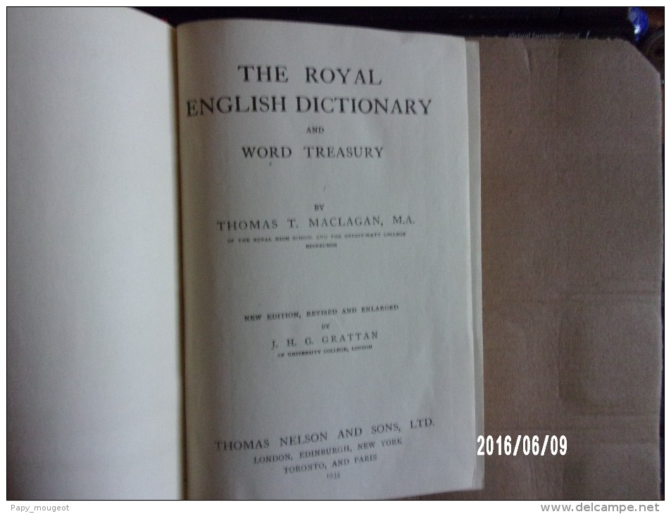 The Royal English Dictionnary 1935 - Thomas Nelson & Sons - Culture