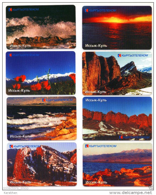 KYRGYZSTAN: Set Of 8 Used Phone Cards W/chip * ISSYK-KUL LAKE * MAOUNTAINS * SET#1 RARE - Mountains