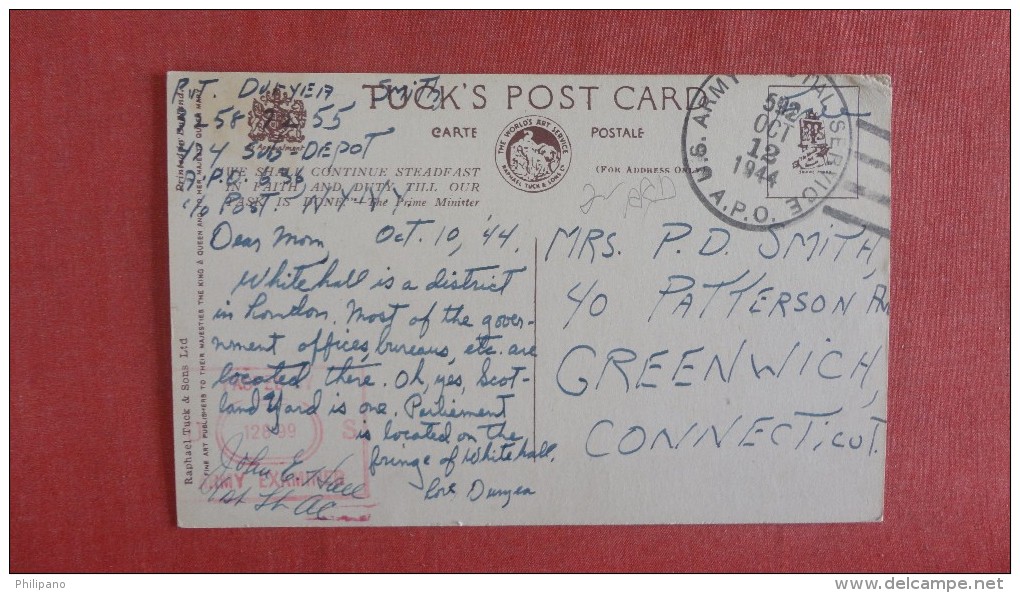 Whitehall The Horse Guards  US Military Cancel With Censor Ref 2250 - Other & Unclassified