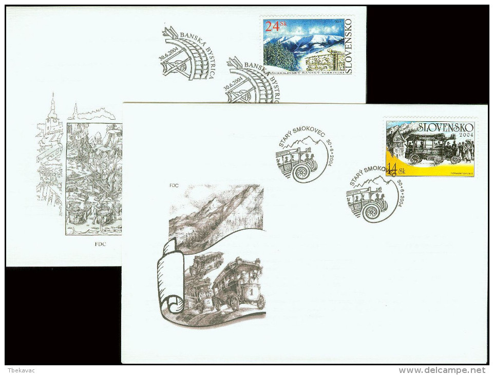 Slovakia 2004, FDC Covers Tatra Omnibus Mining Water System Mi.# 490-491, Ref.bbzg - FDC