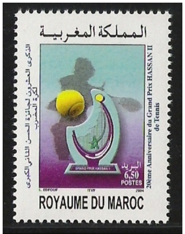 Morocco 2004-04-04 ( 1) - 20th Anniversary Of Hassan II Tennis Championship 1 Tennis Stamp MNH A 1,50 Euro - Tennis