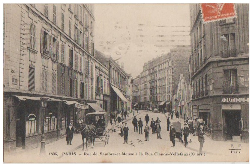 CPA 75 PARIS X Rue De Sambre Et Meuse à La Rue Claude Vellefaux Commerces Animation 1914 - District 10