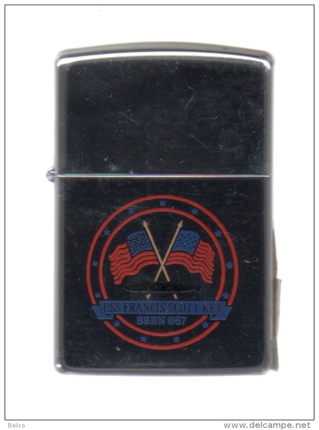 ZIPPO - U.S.S. FRANCIS SCOTT KEY - SSBN-657 - Chromé, Année 1991 - Réf, 639 - Zippo