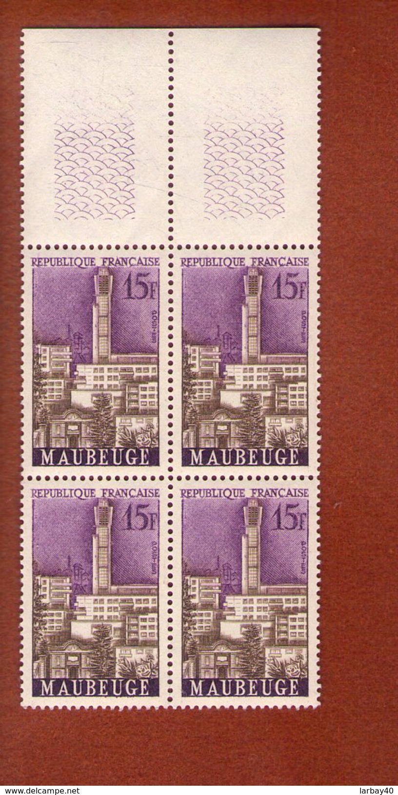 4 Timbres FRANCE 1958 - MAUBEUGE - F. 15 - Neufs