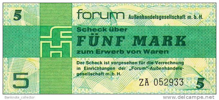 Deutschland, Germany, FORUMSCHECK Der DDR  Zu  5 Mark, ( Serie ZA ) ( Ersatznote, Replacement ) 1979,  UNC ! - [14] Forum-Aussenhandelsgesellschaft MBH