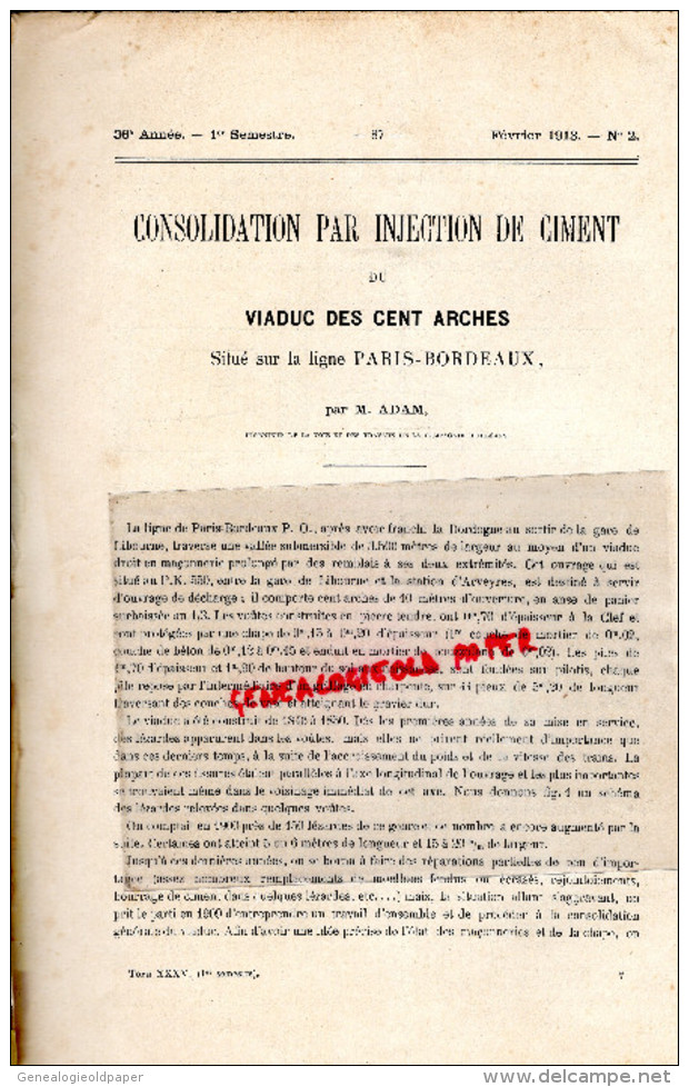 REVUE GENERALE CHEMINS DE FER ET TRAMWAYS- TRAMWAY- FEVRIER 1913-N°2-PARIS BORDEAUX-ANGLETERRE-AMERIQUE-ITALIE - 1900 - 1949