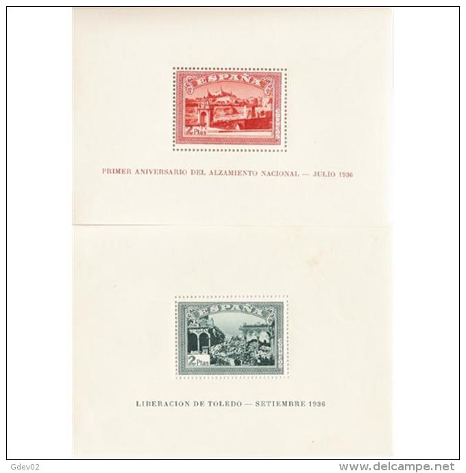 ES836-LFT**836.España. Spain  Espagne.HOJITAS BLOQUE DEL ALZAMIENTO NACIONAL.1937.( Ed 836/7*) Con Charnela. - Nuevos