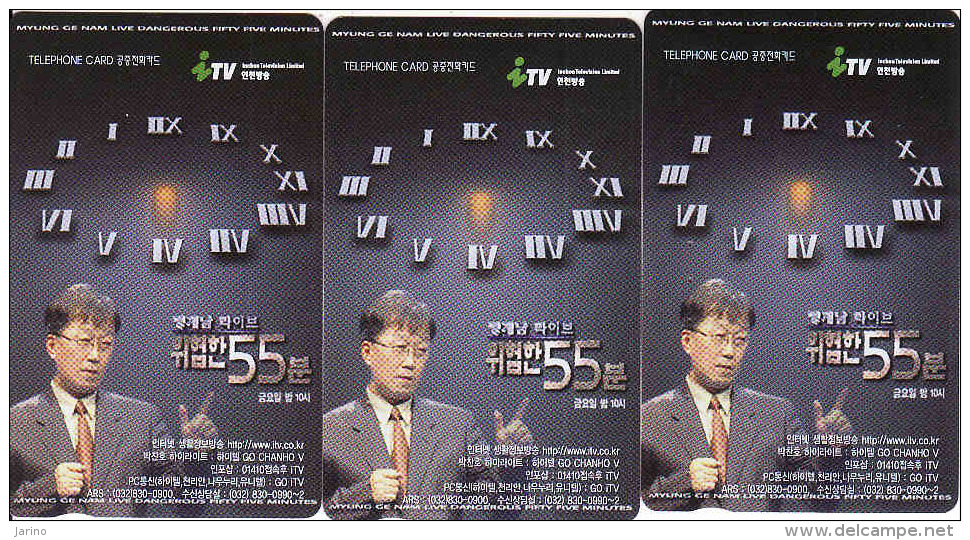 South Korea 3 ITV Inchon Television Limited Cards, 3 Regional Cable ITV Cards 5000 Won + 3000 Won + 2000 Won, Mangnetic - Autres & Non Classés