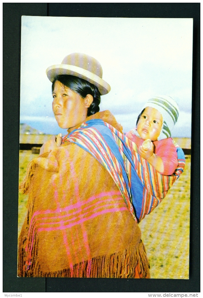 BOLIVIA  -  Cholita Carrying Baby  Unused Postcard - Bolivia