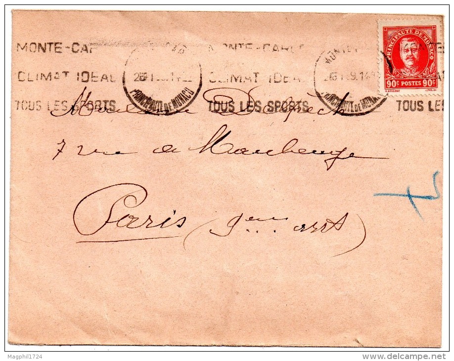 Lettre  Monaco Pour  La  France ( Paris)  1939 - Briefe U. Dokumente