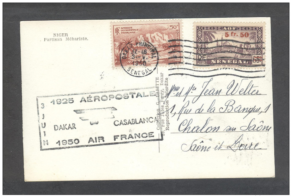 NIGER Partisan Méhariste Oblitération AOF - Aéropostale DAKAR - CASABLANCA 1925 - 1950 Air France Dromadaire Chameau - Niger