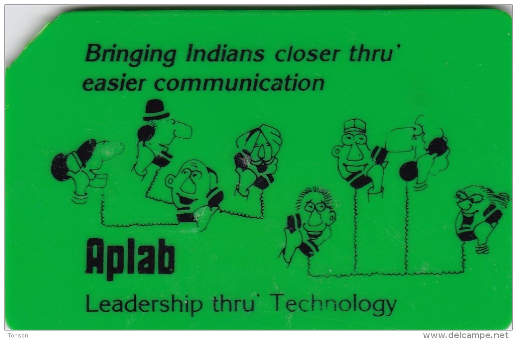 India, APL-GR-02, Green LOKDOOT II - Chip Aplab, Thick Plastic, 2 Scans. - Inde