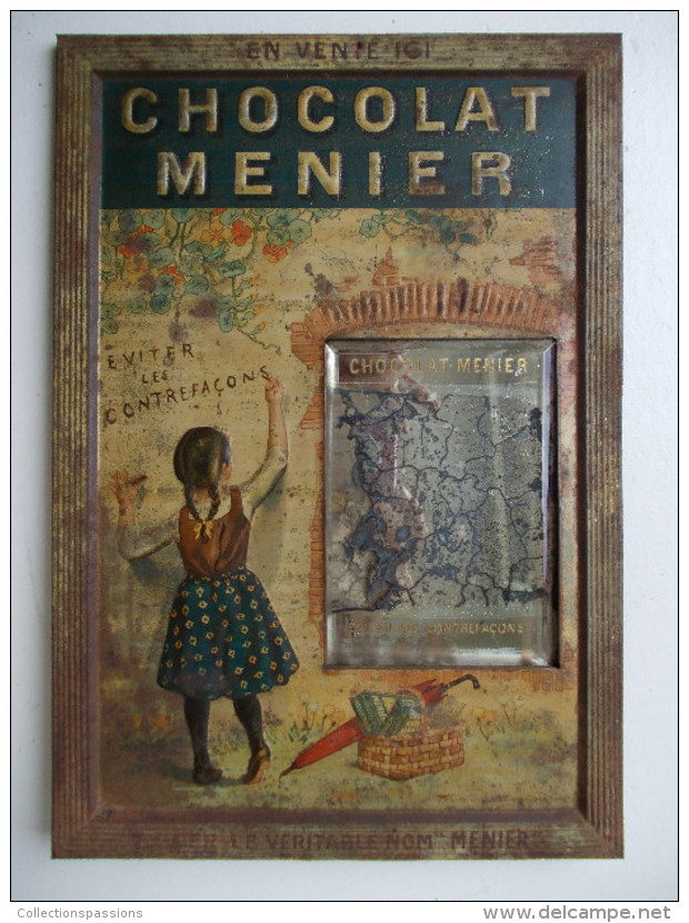 - Ancienne Plaque En Tôle " CHOCOLAT MENIER " - Firmin Bouisset - - Alimentare