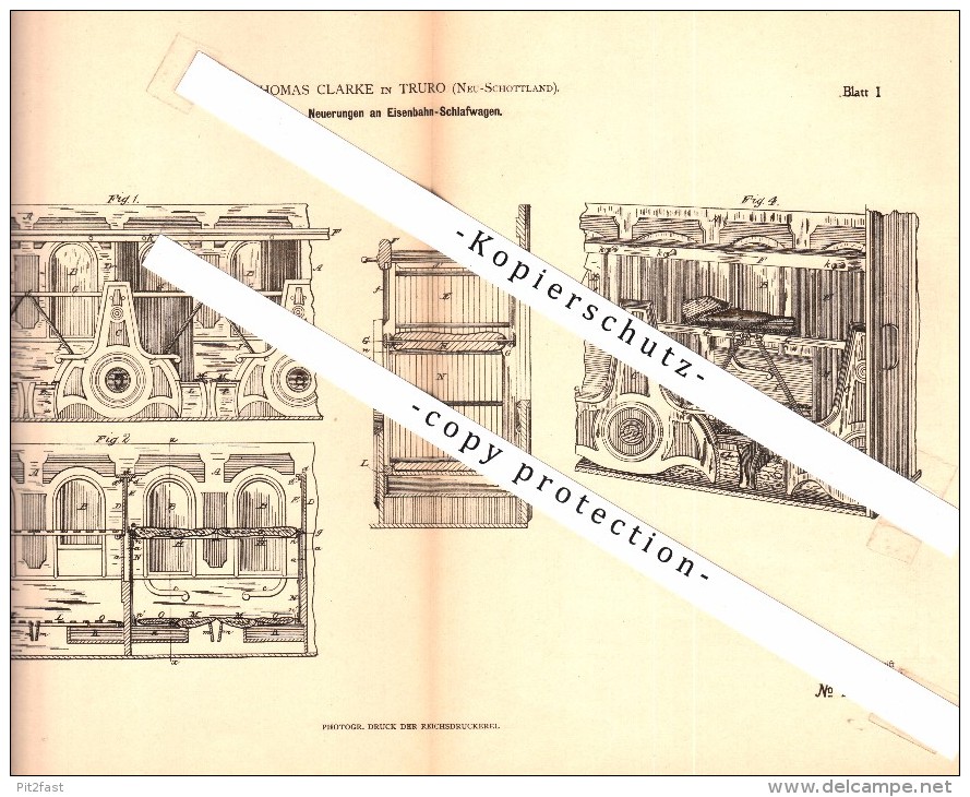 Original Patent - Thomas Clarke In Truro , Nova Scotia , 1880 , Railway Sleeper , Railroad !!! - Chemin De Fer