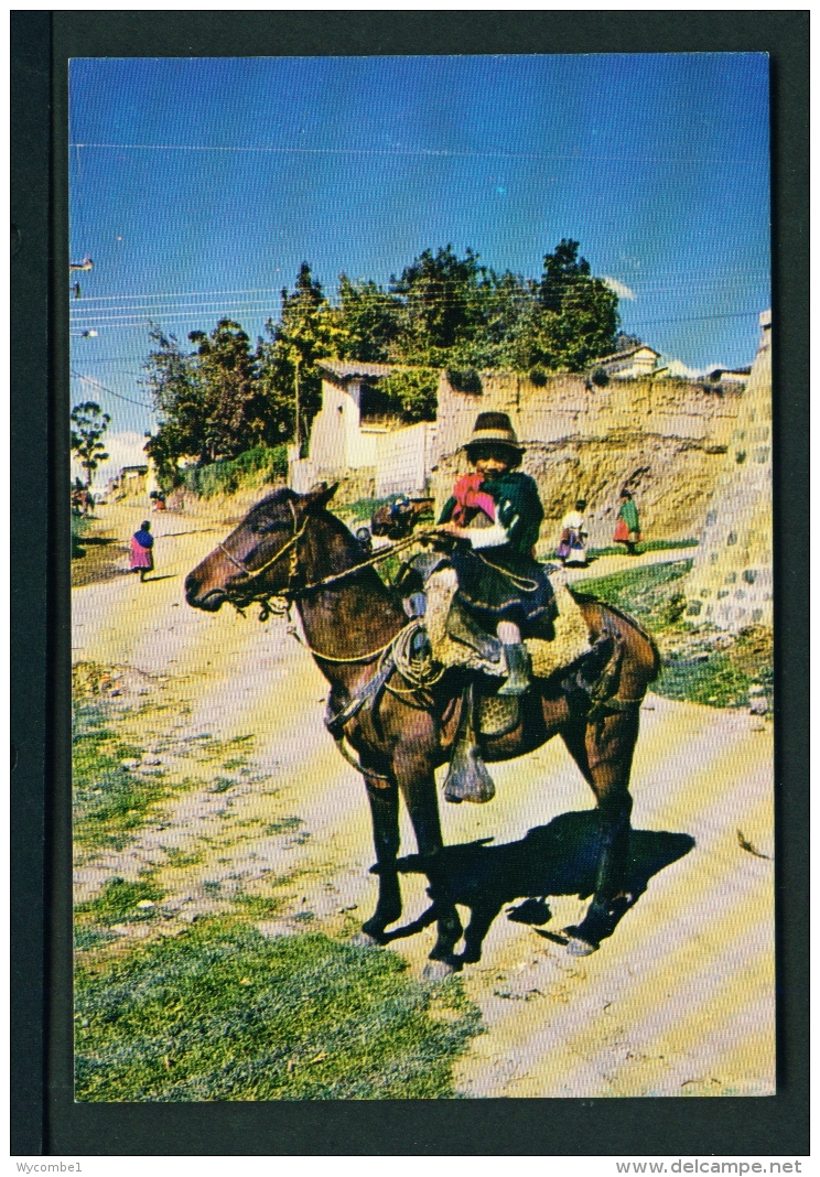 ECUADOR  -  El Quinche  Girl Riding  Unused Postcard - Ecuador