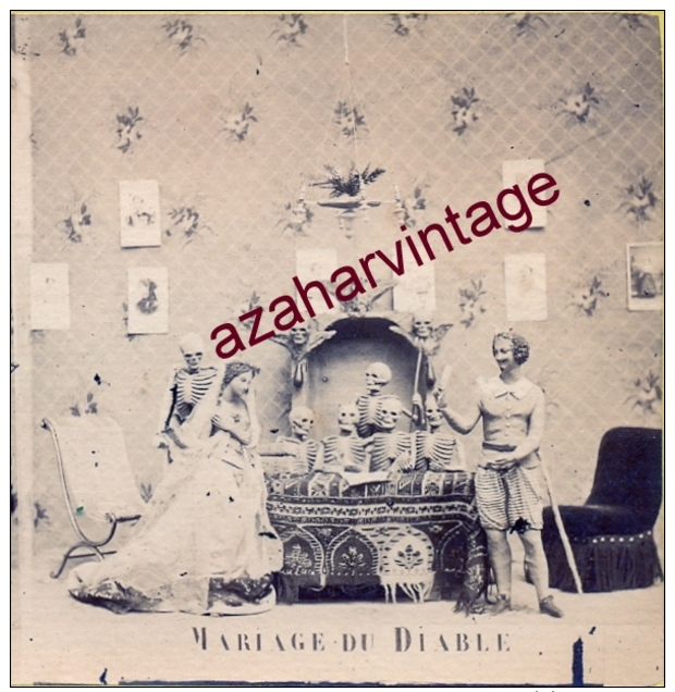 Diableries, Mariage Du Diable, Vue Stéreoscopique, Vers 1860, Stereo - Stereoscopio